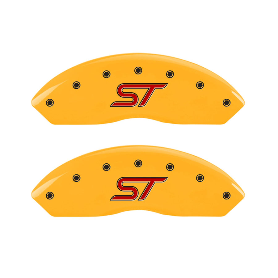 Caliper Covers MGP 10231SSTOYL Yellow Caliper Cover (Set of 4, Engraved Front and Rear: ST, Yellow powder coat finish, black characters)