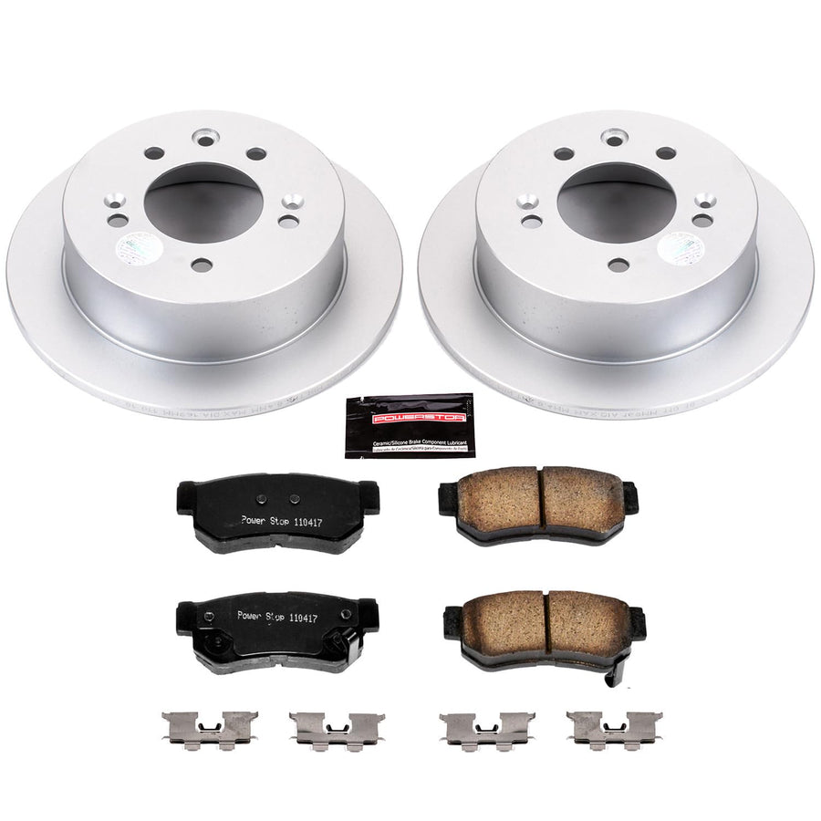 Power Stop Coated Brake Rotor CRK5210 & Ceramic Brake Pads- rear For Hyundai Elantra 2007-2010 [Model Specific]