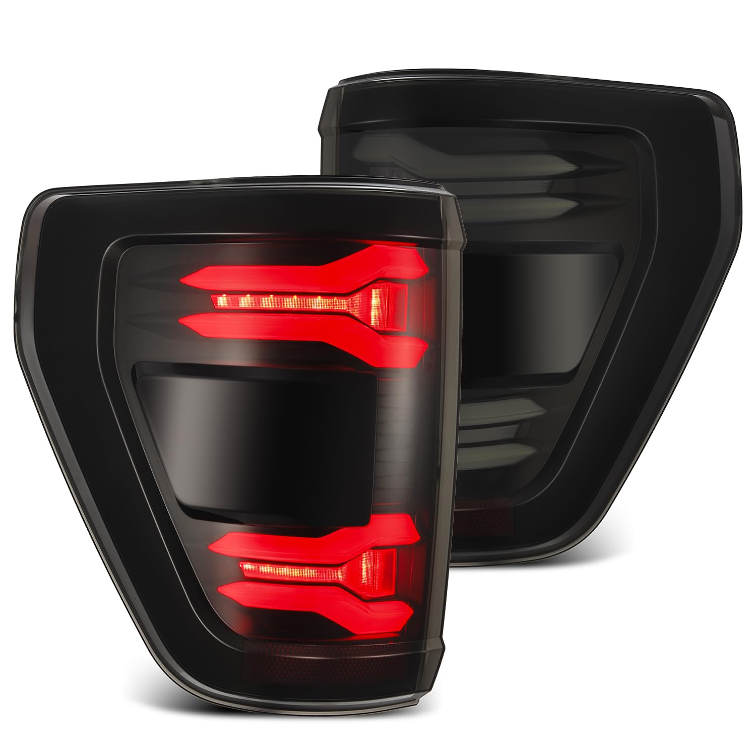 AlphaRex LUXX-Series LED Tail Lights for 21-23 F150 (with BLIS) Black with converter