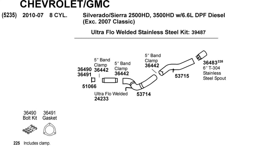 Exhaust Pipe Flange Gasket Dynomax 36491 for Chevrolet Silverado 2500 HD