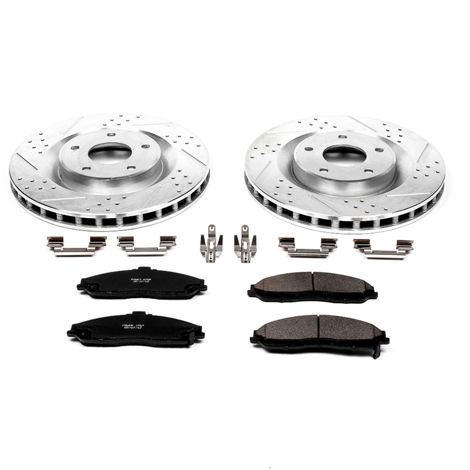 Power Stop K1417 Z23 Front Carbon Fiber Brake Pads with Drilled & Slotted Brake Rotors Kit For Cadillac XLR 2005-2007, Chevrolet Corvette 2005-2013 [Model Specific]