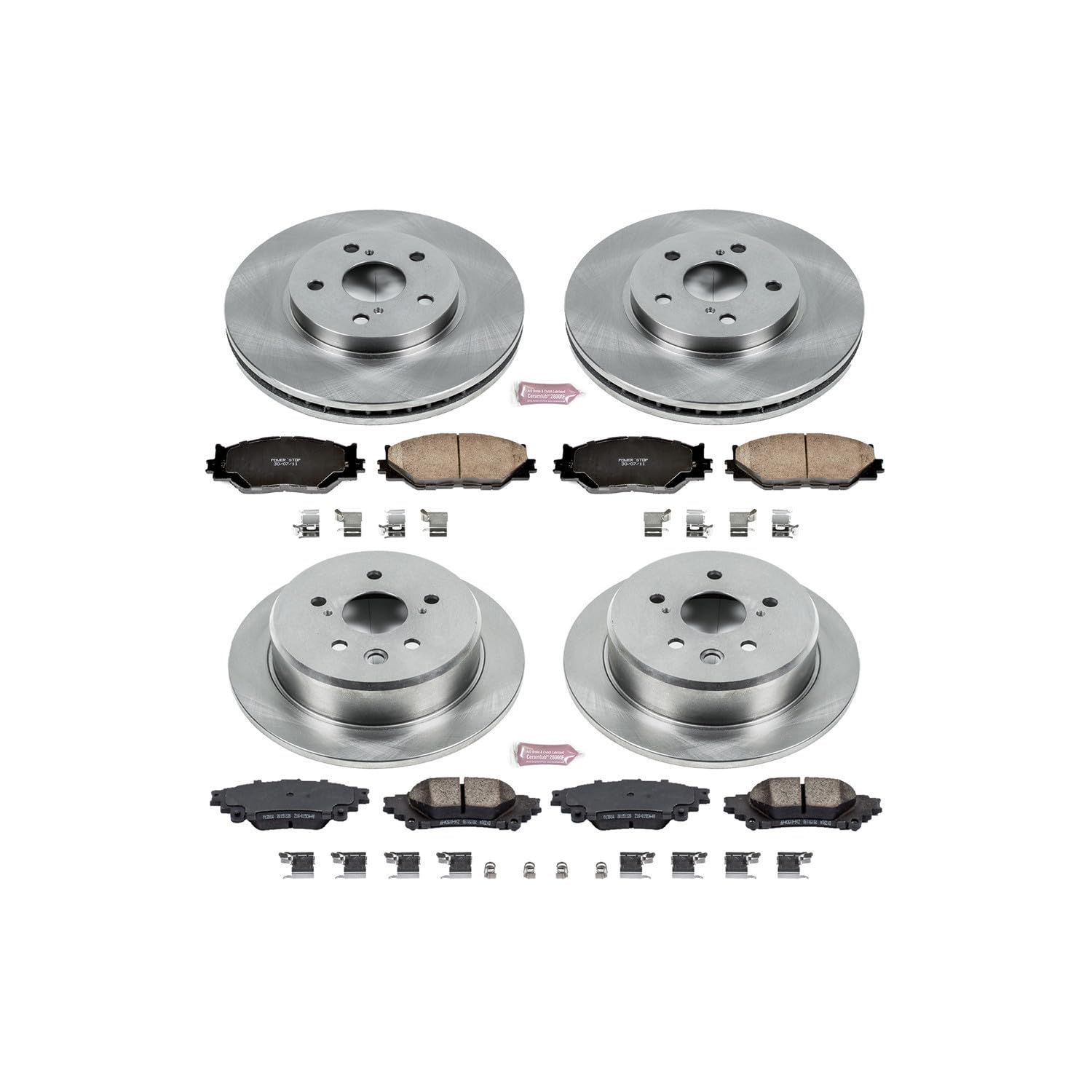 Power Stop Autospecialty KOE6988 Front and Rear Replacement Brake Kit-OE Brake Rotors & Ceramic Brake Pads For Lexus IS250 2014-2015 [Model Specific]
