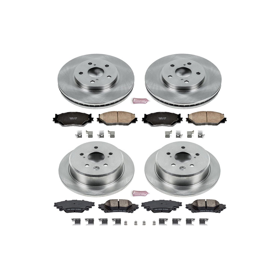 Power Stop Autospecialty KOE6988 Front and Rear Replacement Brake Kit-OE Brake Rotors & Ceramic Brake Pads For Lexus IS250 2014-2015 [Model Specific]