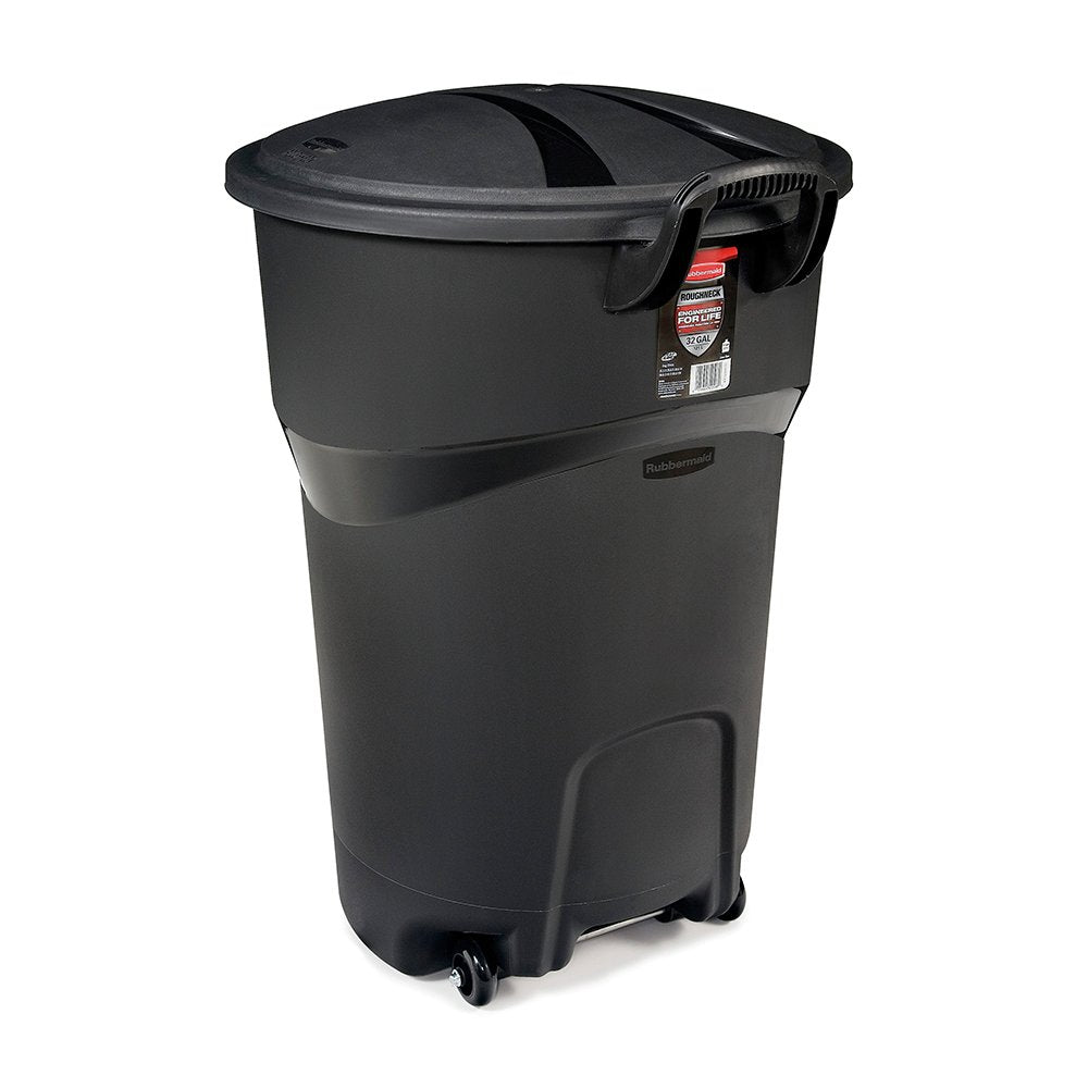 32G Rubbermaid Rollout Trash Can, Black