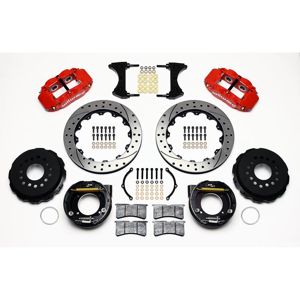 140-9223-DR WILWOOD FNSL4R Rear P-Brk Kit,12.88", Drilled, Red Ford 8.8 w/2.5" Offset-5 Lug