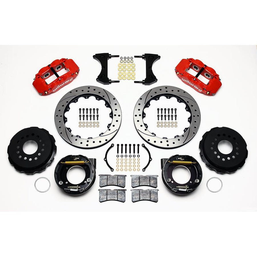 140-9223-DR WILWOOD FNSL4R Rear P-Brk Kit,12.88", Drilled, Red Ford 8.8 w/2.5" Offset-5 Lug