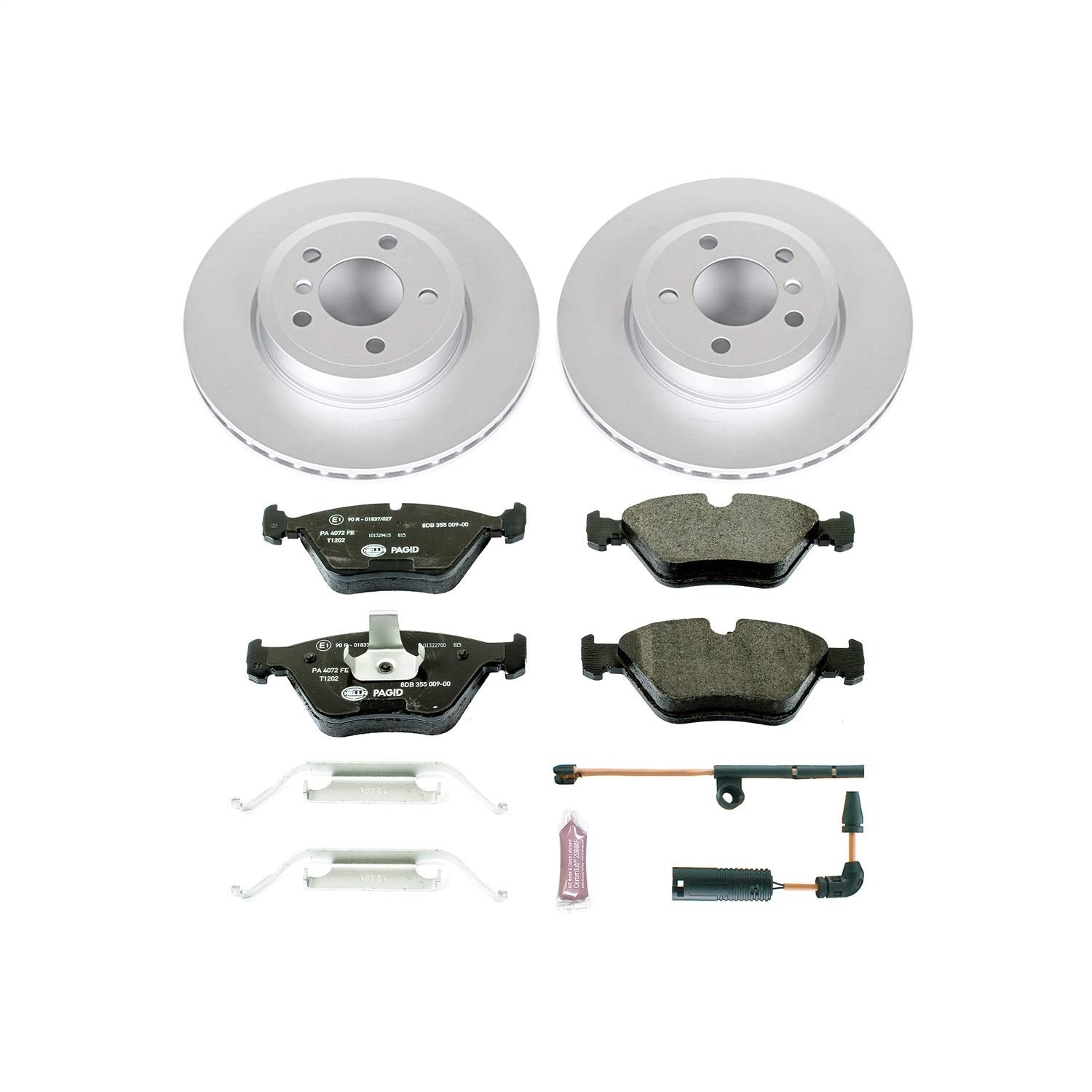 Power Stop Front ESK5298 Brake Kit Euro-Stop and 1 Front Sensor Wire For BMW X3 2004-2010 [Model Specific]