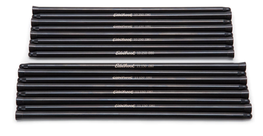 Edelbrock - BB CHRYSLER B-SERIES PUSHROD SET, HYD FLAT TAPPET BALL CUP O.D. 3/8" LENGTH 8.250", 5/16" BALL 5/16" CUP CHROMOLY (SET OF 16) (9619)