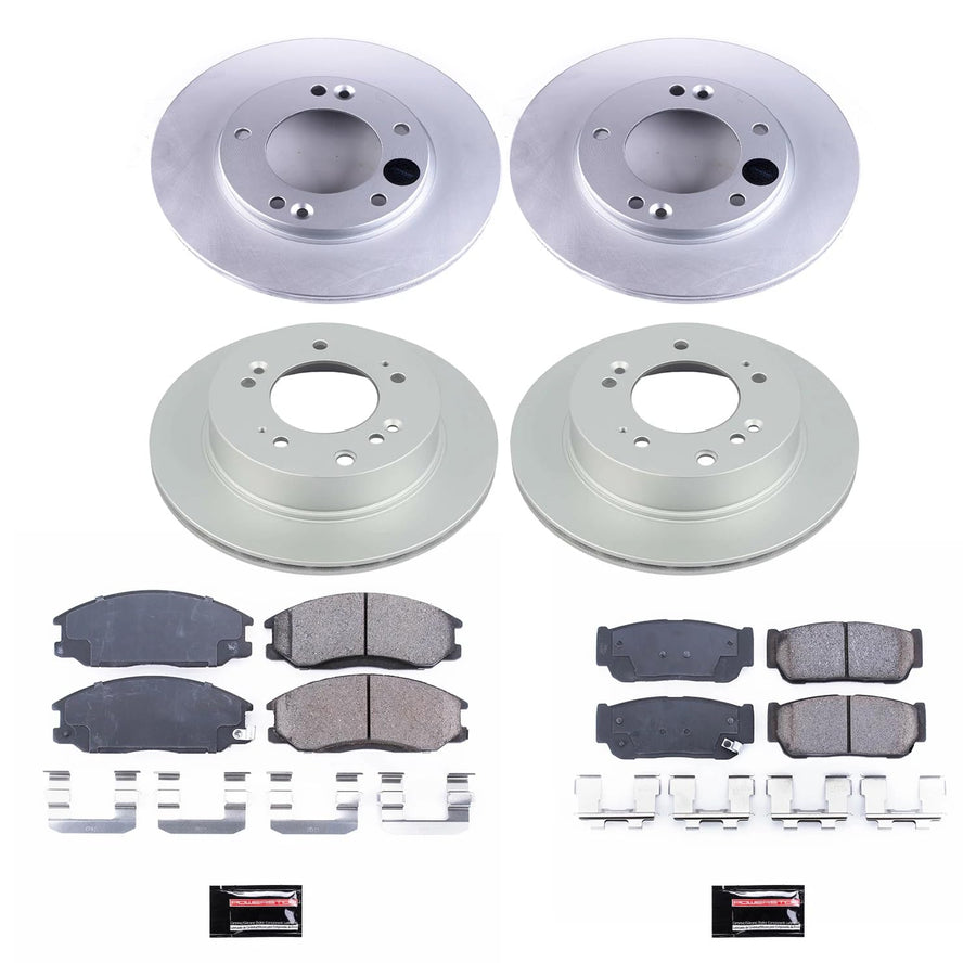Power Stop Z17 CRK5909, Front and Rear Coated Rotor Kit-Coated Brake Rotors & Ceramic Brake Pads For Kia Sorento 2007-2009 [Model Specific]