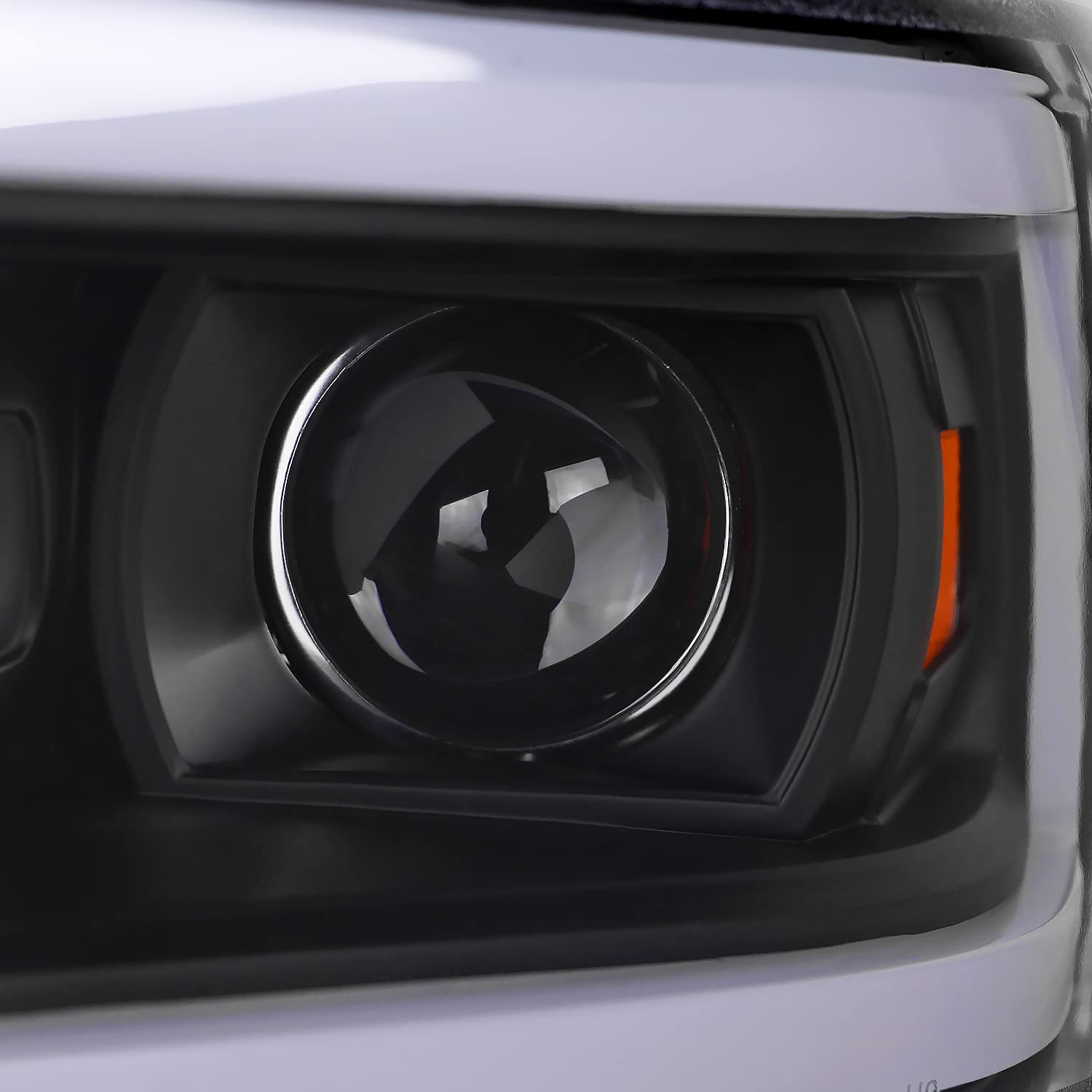 Black Projector Headlights w/LED Bar SPEC-D TUNING Compatible with 2019-2024 Dodge Ram 2500, 3500, 4500, Left + Right Pair Headlamps Assembly