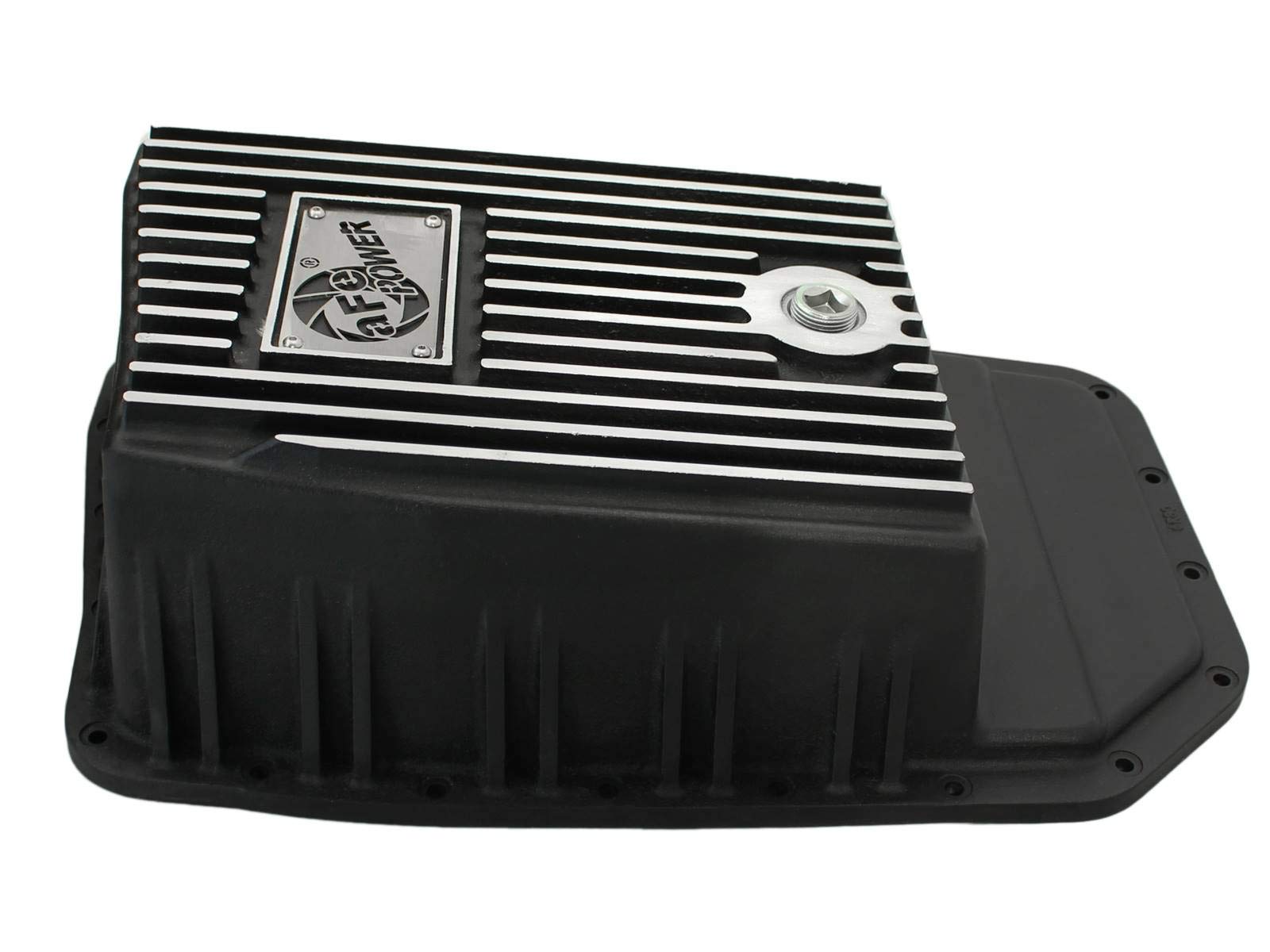aFe Power 6R80 COV Trans Pan Ford Trucks, 09-15 2.7/3.5/5.0/6.2 Black Mach'd Fins Diff Covers 46-70172