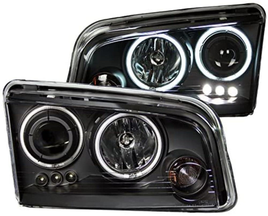 Projector Headlight Set ANZO USA w/LED Halo-Black 121381