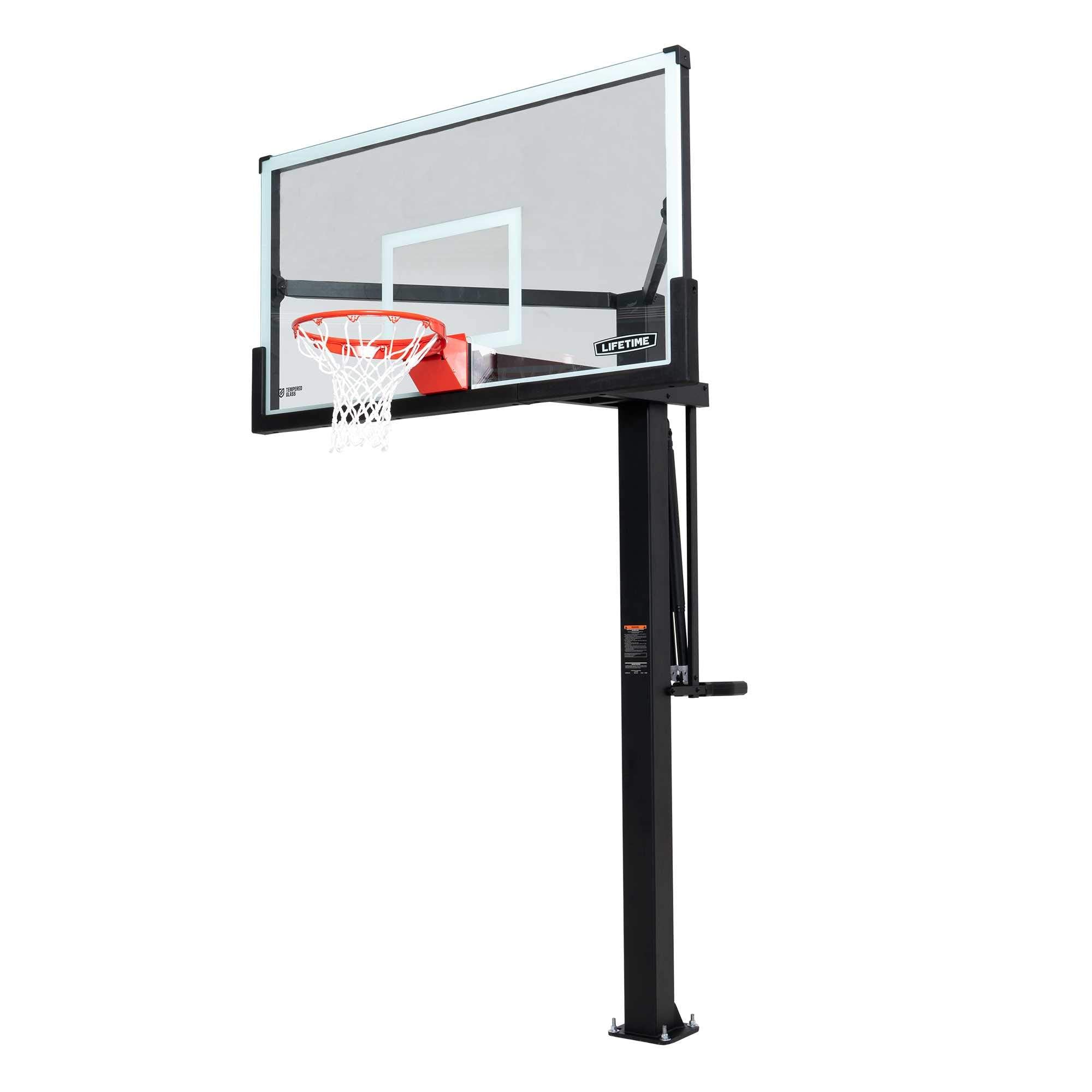 Mammoth 72" Lifetime Deluxe In-Ground Basketball Hoop, Mammoth Lift Adjustable Height, Tempered Glass Backboard Bolt Down System