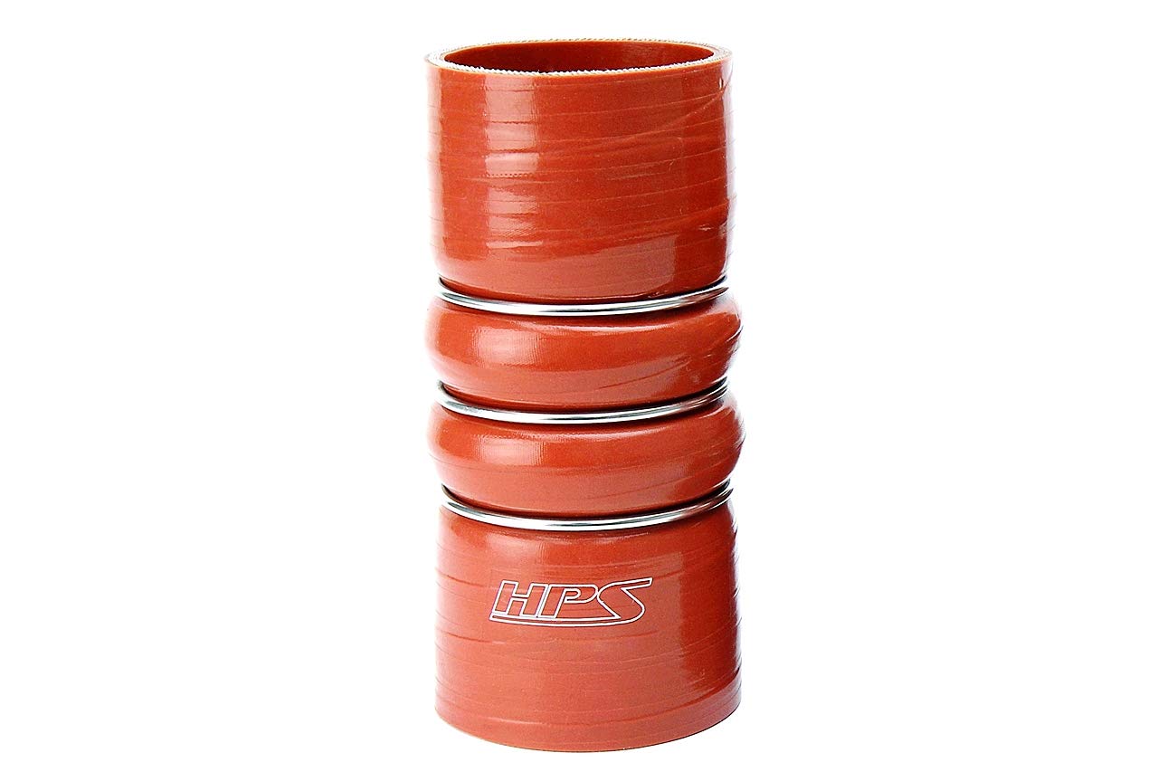 HPS Silicone High Temperature 4-ply Aramid Reinforced CAC-300-L7-HOT Charge Air Cooler Hose Hot Side, 100 PSI Maximum Pressure, 7" Length, 3" ID, Orange