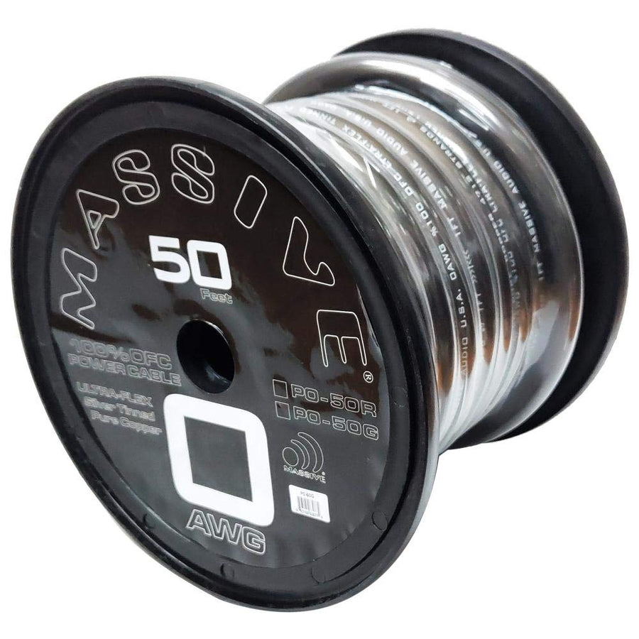 Massive Audio 0 AWG 50-Foot Grey Twisted Spool Wire