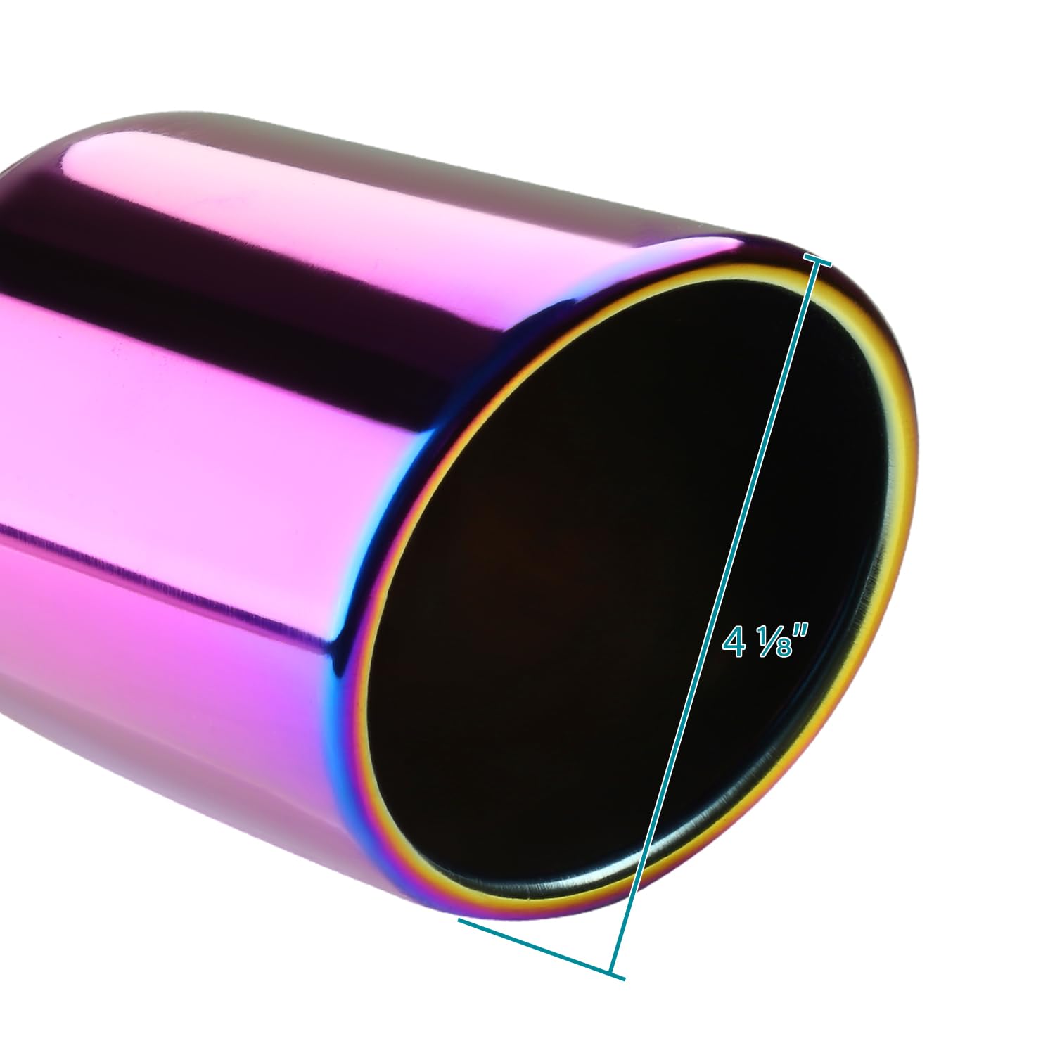 4.125" Slant Titanium Dual Burnt Tip Stainless Steel Exhaust Muffler Spec-D Tuning 2.5" Inlet
