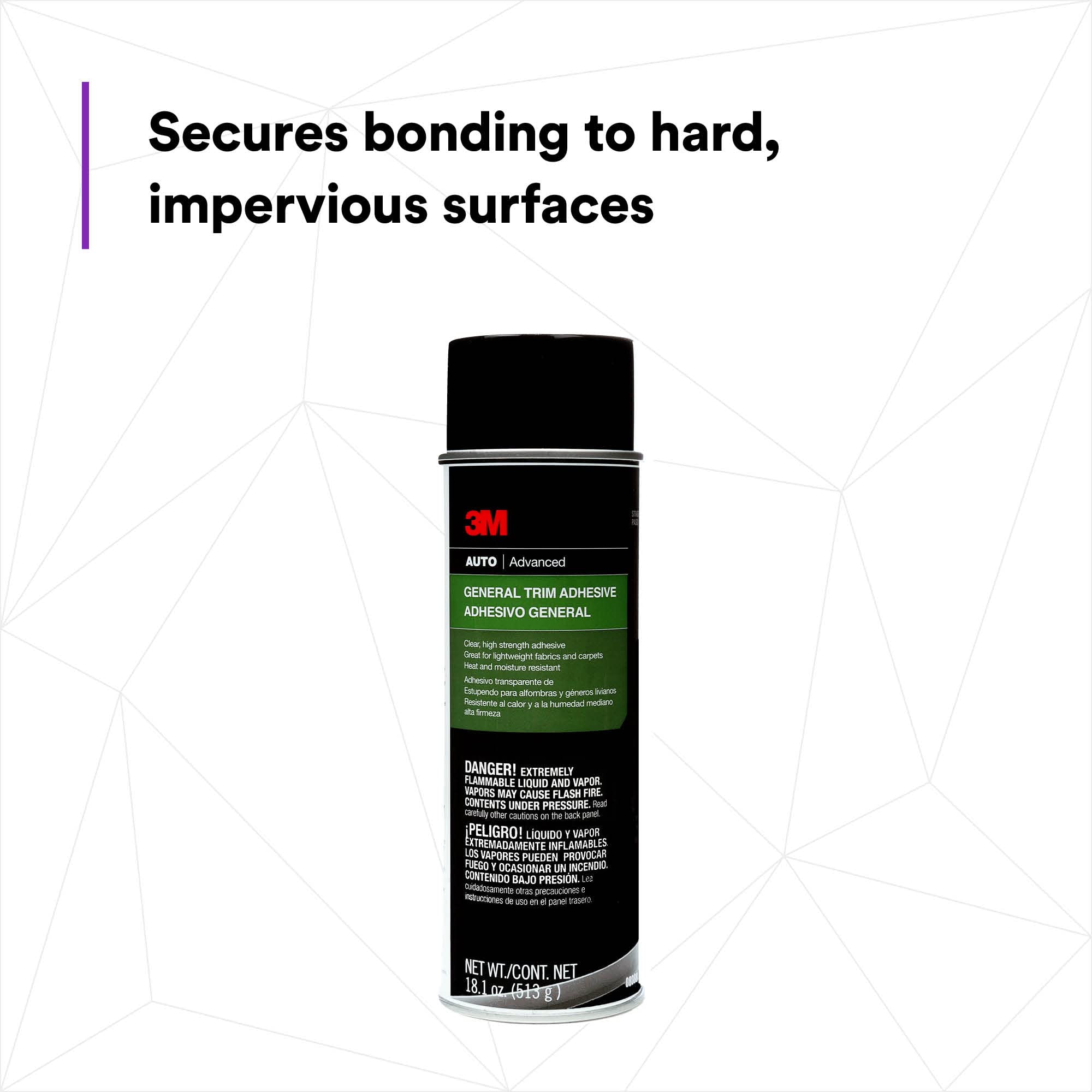 3M 08088 General Trim Adhesive, High Strength, Clear Drying, Aerosol, 18.1 oz