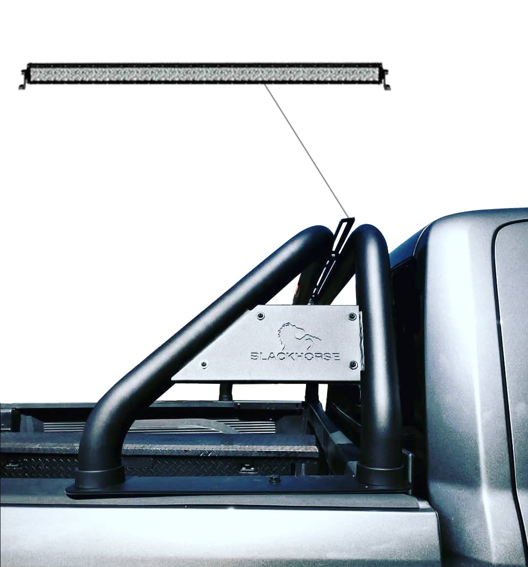 Classic Black Horse Roll Bar Includes 1 40in LED Light Bar Compatible with 1999-2024 Ford F-250 Super Duty|1999-2024 Ford F-350 Super Duty|1999-2024 Ford F-450 Super Duty-RB015BK-KIT