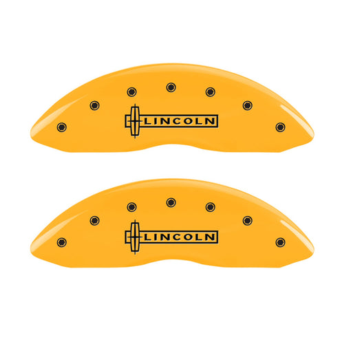 MGP 36021SLCXYL Yellow Caliper Covers (Set of 4, Engraved Front: Lincoln - Engraved Rear: MKX, yellow powder coat finish, black characters)