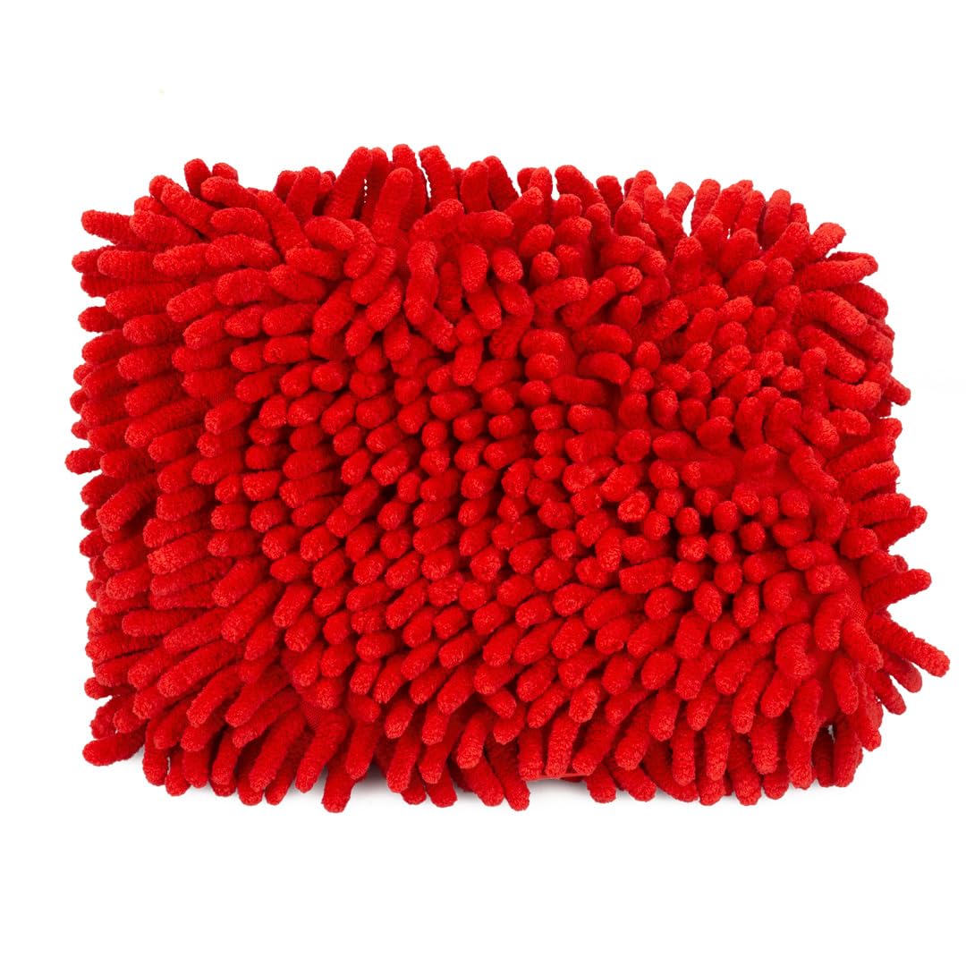 Maxshine Red Chenille Universal Microfiber Wash Pad | Professional High-Efficiency Car Wash Pad & Mitt Alternative | Scratch-Free Microfiber Cleaning Pad for Cars, Trucks, SUVs, Boats & RVs