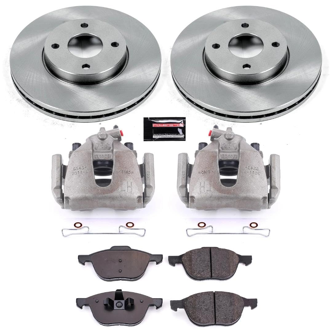 Power Stop KCOE1377 Replacement Autospeciality Front Caliper Kit- OE Rotors, Ceramic Brake Pads, Calipers For Ford Focus 2005-2007 [Model Specific]