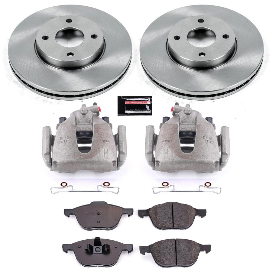 Power Stop KCOE1377 Replacement Autospeciality Front Caliper Kit- OE Rotors, Ceramic Brake Pads, Calipers For Ford Focus 2005-2007 [Model Specific]