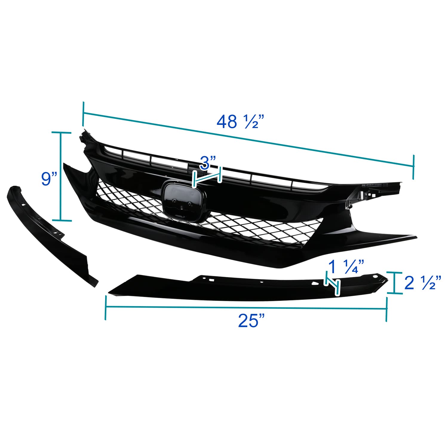 HG-CV16A-BN SPEC-D TUNING Type R Style Grille for 16-Up Honda Civic