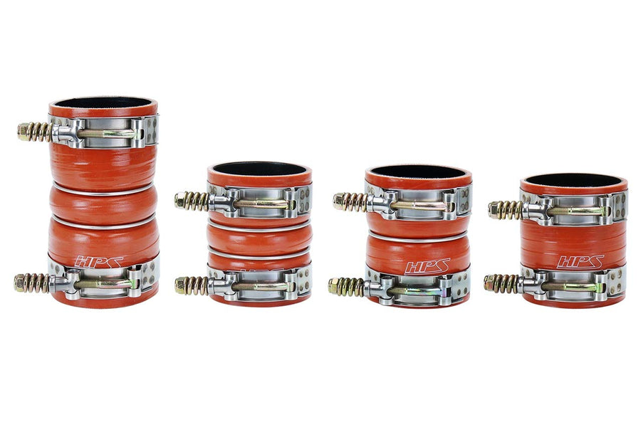 HPS Performance 57-1571 High Temp Orange Aramid Reinforced Silicone Intercooler Turbo Hose Boots Kit with T Bolt Clamps