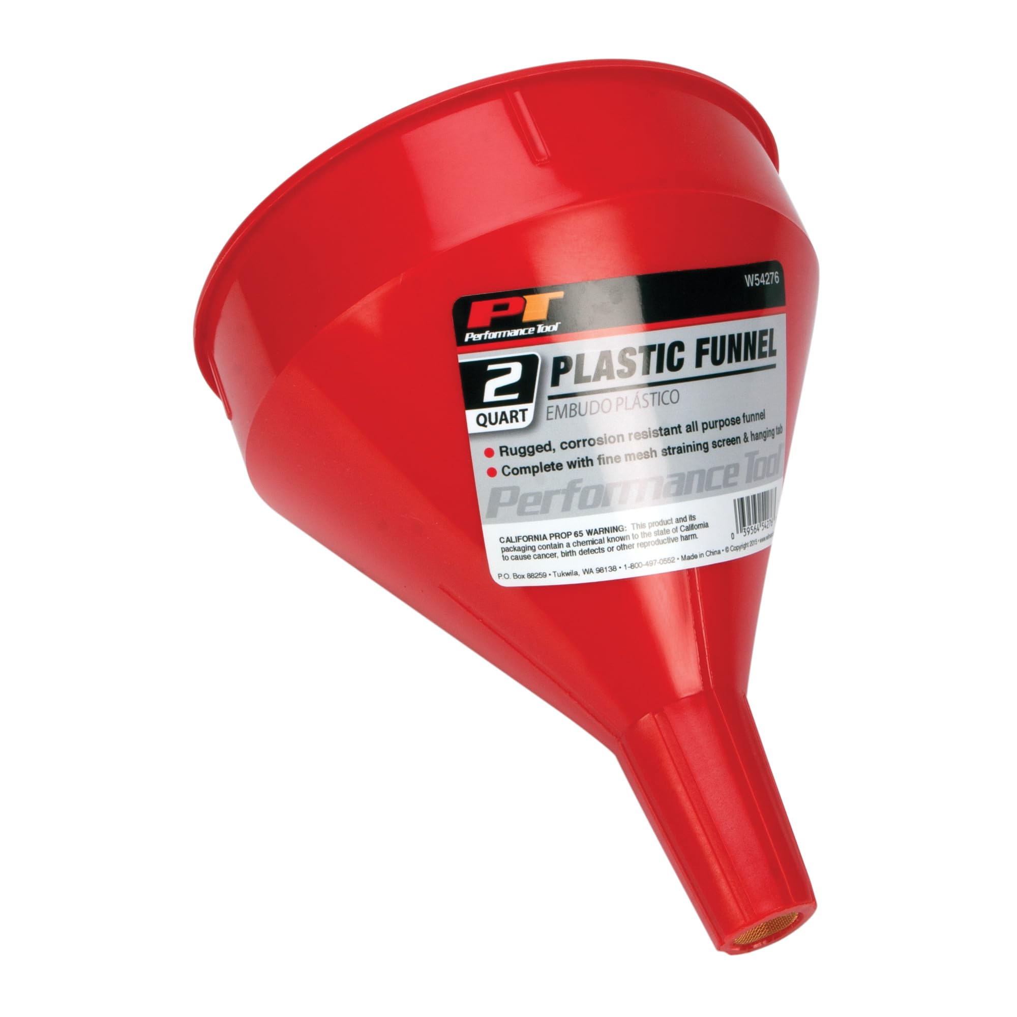 All Purpose Performance Tool W54276 2 Quart Plastic Funnel with Straining Screen, Rugged and Corrosion Resistant, Capacity Indicated when Outlet is Blocked