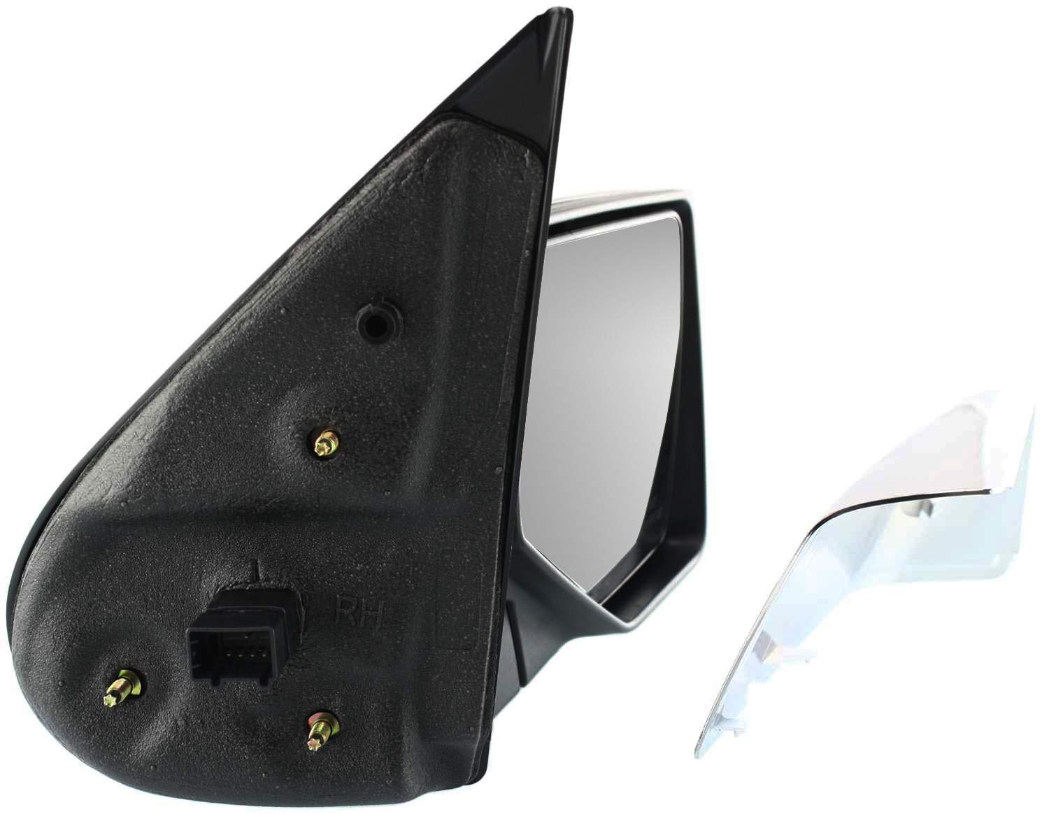 Power Mirror for Ford Explorer GO-PARTS 2006-2010, Right (Passenger) Side, Manual Folding, Non-Heated, Chrome/Paintable, 2 Caps, with Puddle Light, Replacement 2007 2008 2009