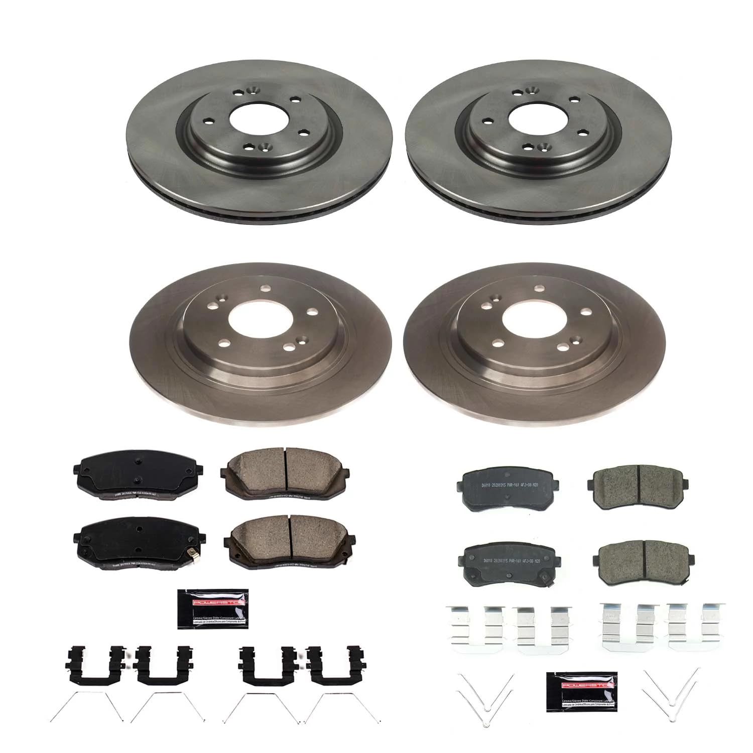 Power Stop Autospecialty KOE8286 Front and Rear Brake Kit-OE Brake Rotors & Ceramic Brake Pads For Hyundai Kona 2018-2022, Kia Seltos 2021-2022 [Model Specific]