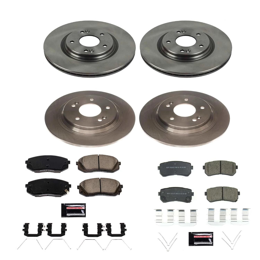 Power Stop Autospecialty KOE8286 Front and Rear Brake Kit-OE Brake Rotors & Ceramic Brake Pads For Hyundai Kona 2018-2022, Kia Seltos 2021-2022 [Model Specific]