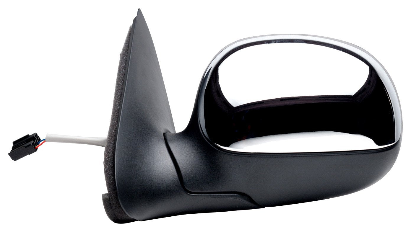 Fit System Mirror Driver Side for Ford F150, F250 LD Pick-Up, Black, w/Chrome Cover, Foldaway, Power (Will not fit on Crew Cab Models) (61128F)
