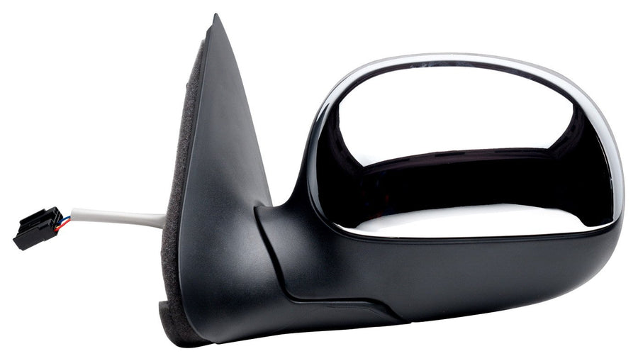 Fit System Mirror Driver Side for Ford F150, F250 LD Pick-Up, Black, w/Chrome Cover, Foldaway, Power (Will not fit on Crew Cab Models) (61128F)