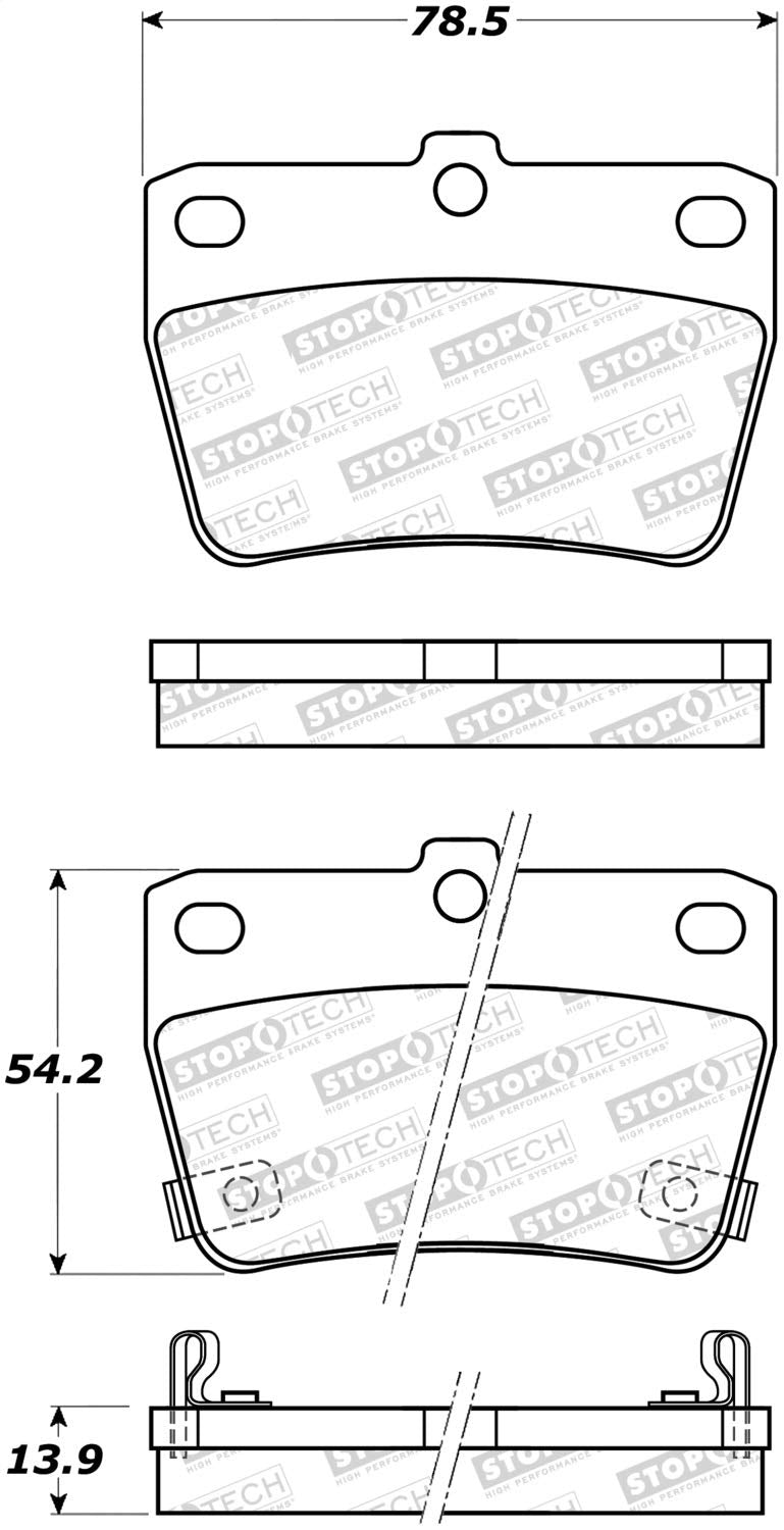Rear StopTech 308.10510 Brake Pads with Shims and Hardware