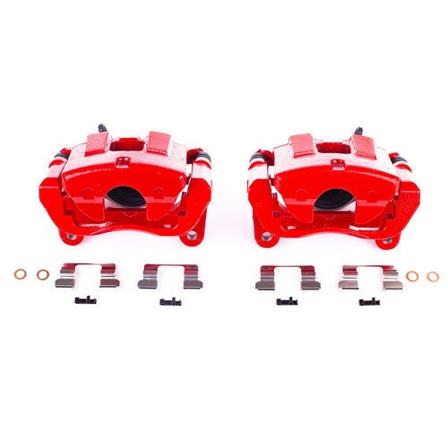 Power Stop S5528 Front Pair of High-Temp Red Powder Coated Calipers For Jeep Cherokee 2014-2022 [Model Specific]