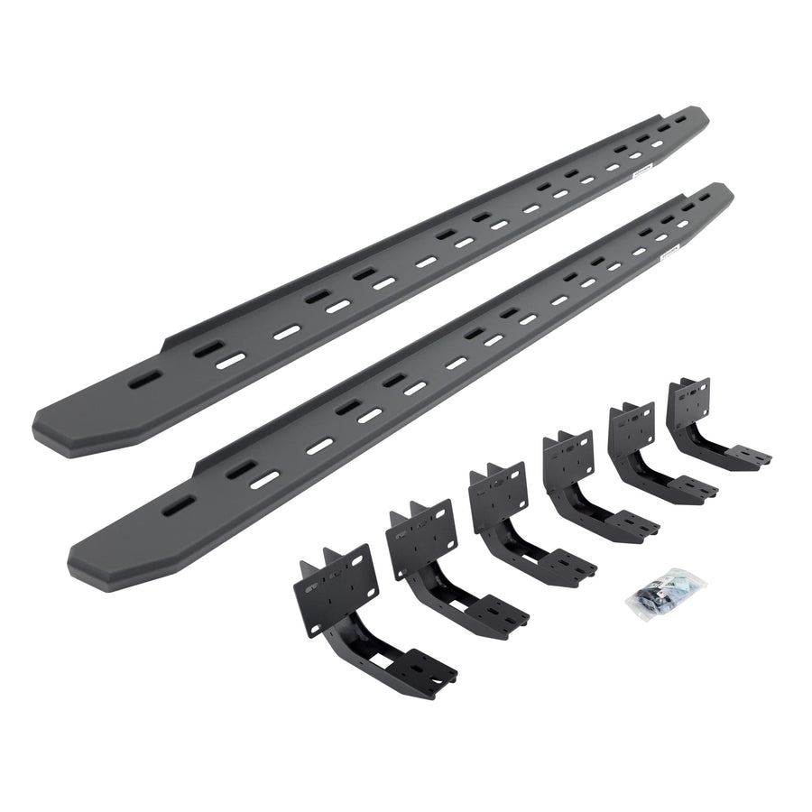 Go Rhino RB30 Running Boards & Slim Brackets | Galvanized Steel, Textured Black | 69630680SPC | Fits 2019-2024 RAM 1500 Quad Cab Pickup