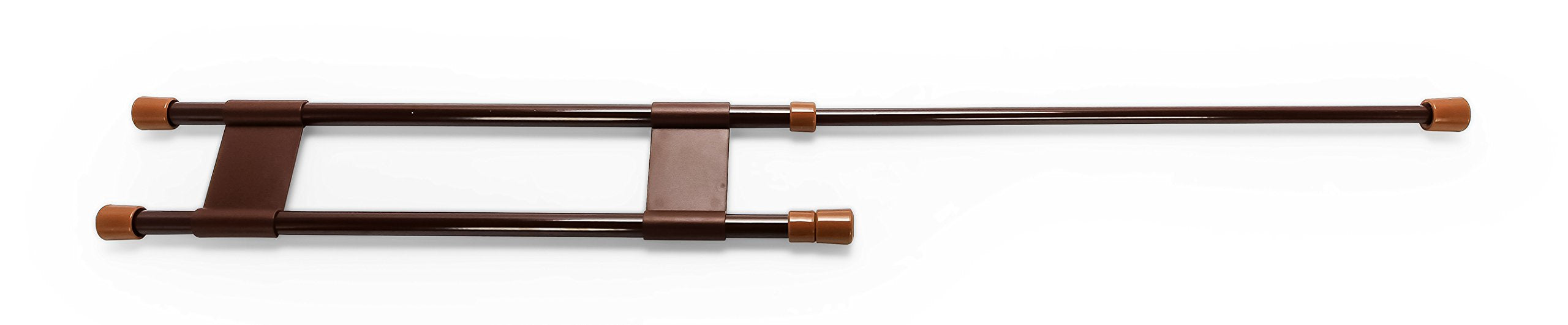 28" Camco Double RV Refrigerator Bar, Holds Food and Drinks in Place During Travel, Prevents Messy Spills, Spring Loaded and Extends Between 16" and 28" - Brown (44077)