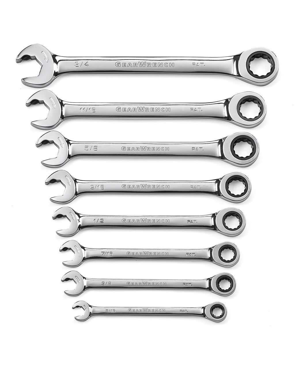 8 Pc. GEARWRENCH 12 Point Open End Ratcheting Combination SAE Wrench Set - 85599