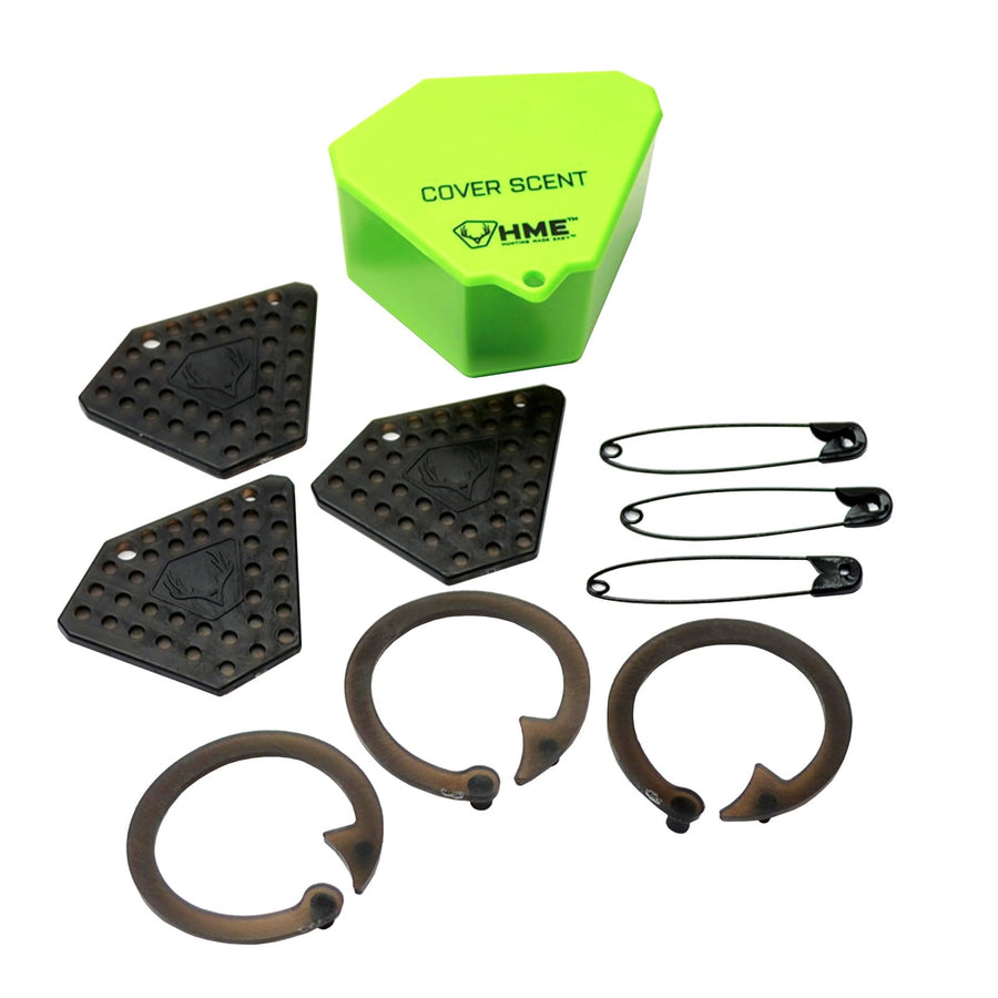 HME Scent Biscuits Doe Estrus | Effective Long-Lasting Powerful Air-Tight Cover Scent for Hunting, Archery & Wildlife Observation | 3 Interchangeable Scent Chips, 3 Pins & 3 Hooks