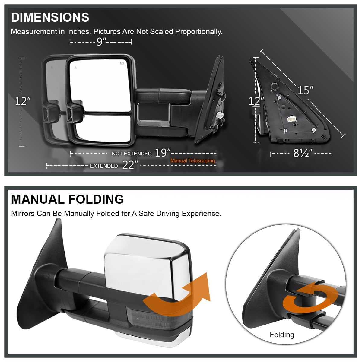 Tow Mirrors Spec-D Tuning Heated Power + Smoke LED Signals + Blind Spot Compatible with 2007-2021 Toyota Tundra, 2008-2017 Toyota Sequoia Left + Right Pair