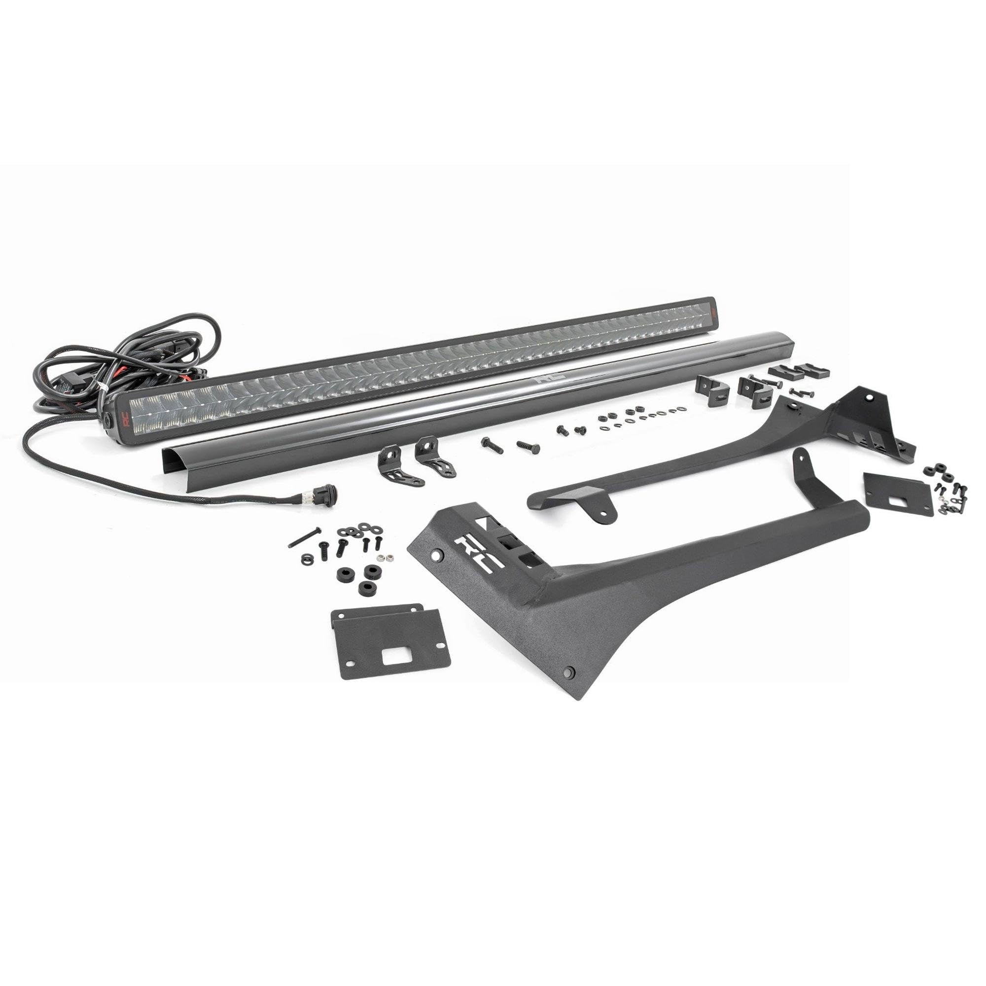 Rough Country 50" LED Light Bar Kit Dual Row for Jeep Wrangler JL & Gladiator JT (2018-2025) - Upper Windshield Mount, 480W Spectrum Series, 43,200 Lumens, Combo Spot & Flood Beam