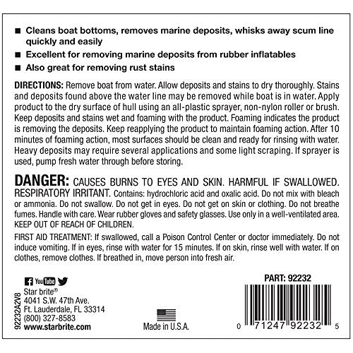 Heavy Duty STAR BRITE Boat Bottom Cleaner - Removes Deposits & Stains, For Fiberglass, Wood, Iron, Painted Surfaces, 32oz Spray (092232P)
