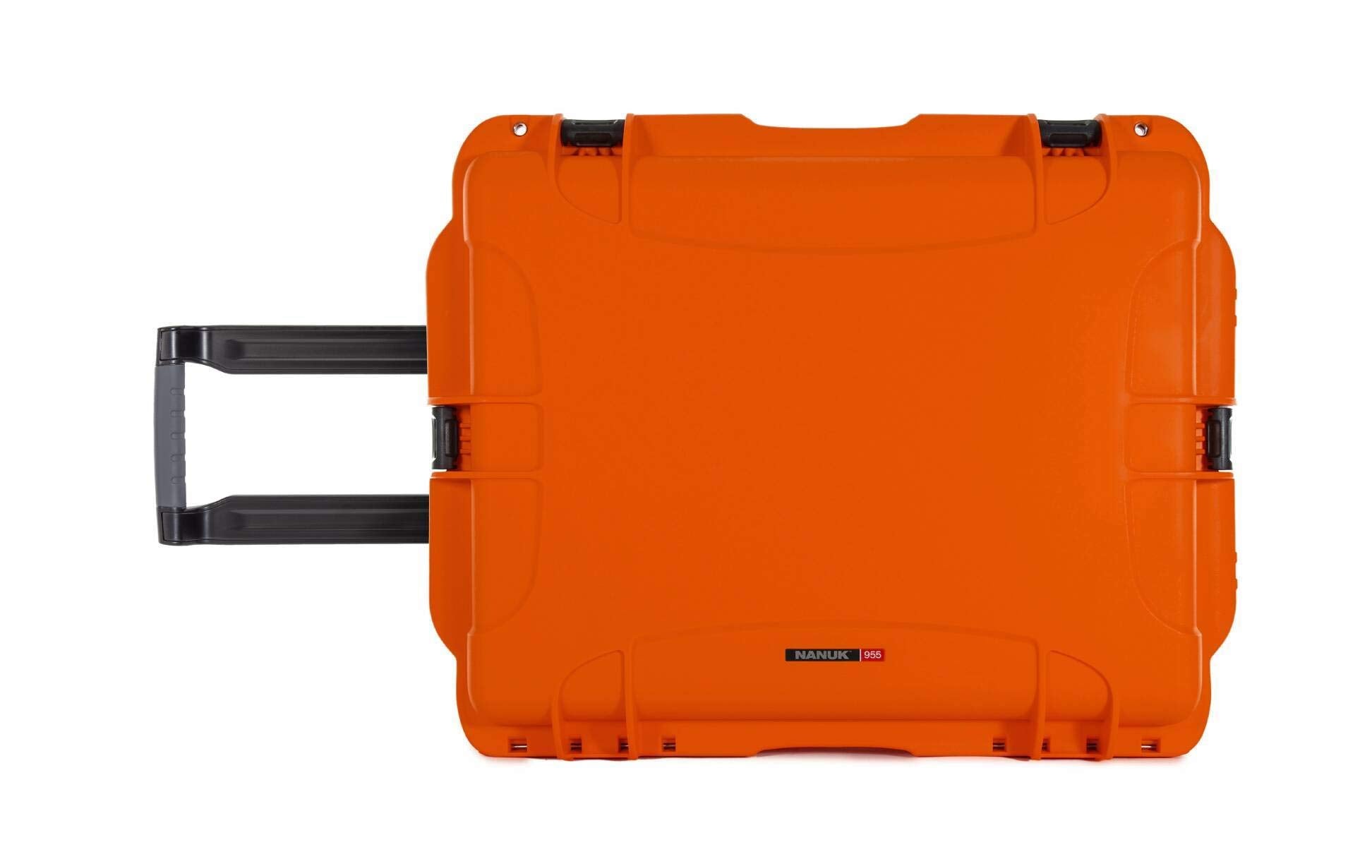 Waterproof Nanuk 955 Hard Case with Wheels and Foam Insert - Orange