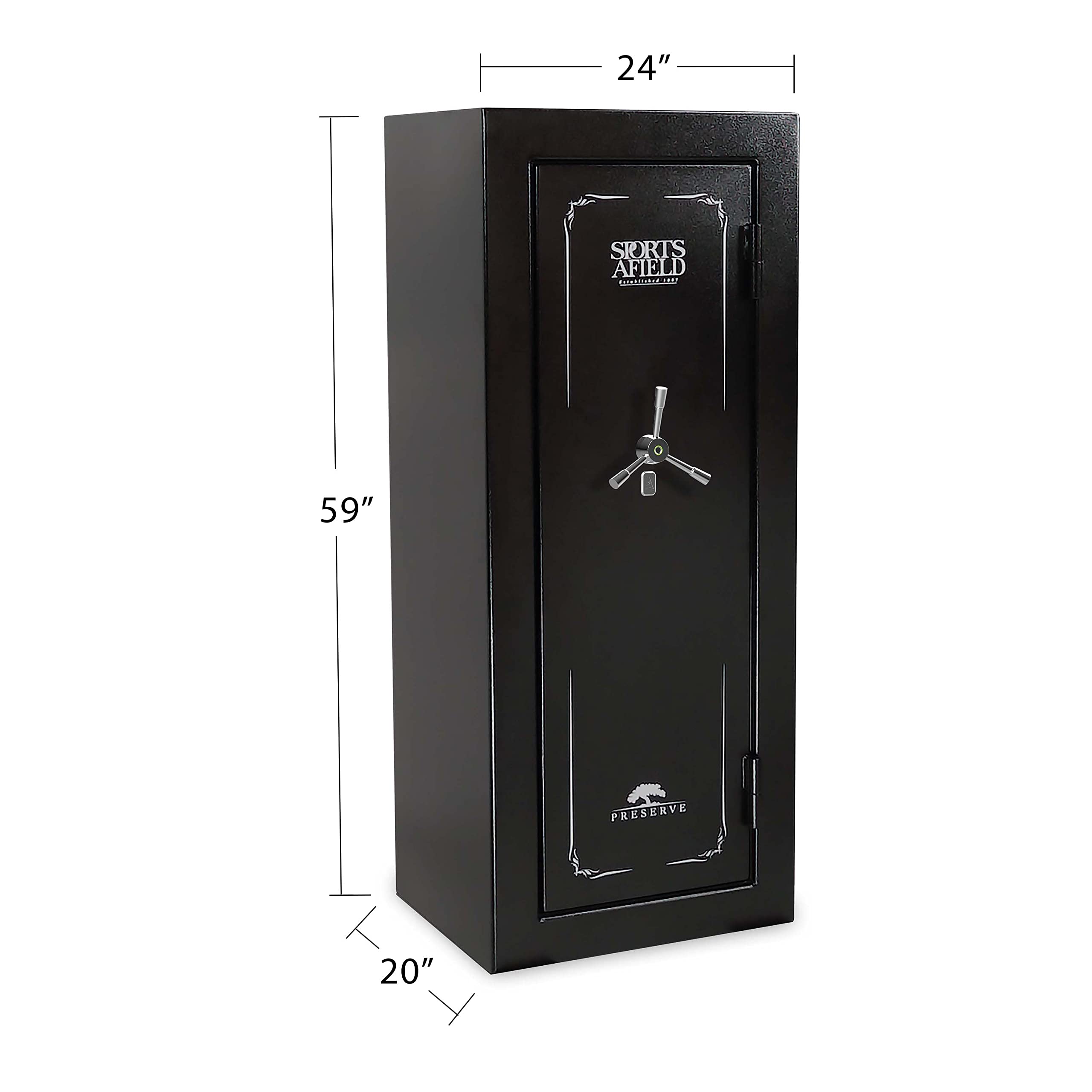 24-Gun Fire and Waterproof Biometric Gun Safe - Preserve, Black