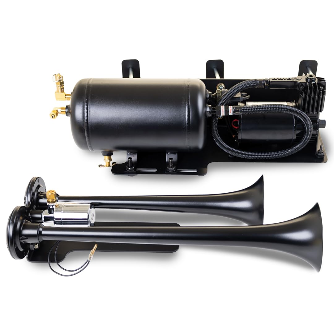 Kleinn Air Horns Complete JeepKit-1 Bolt-On Dual Air Horn Kit for Jeep Wrangler - Black