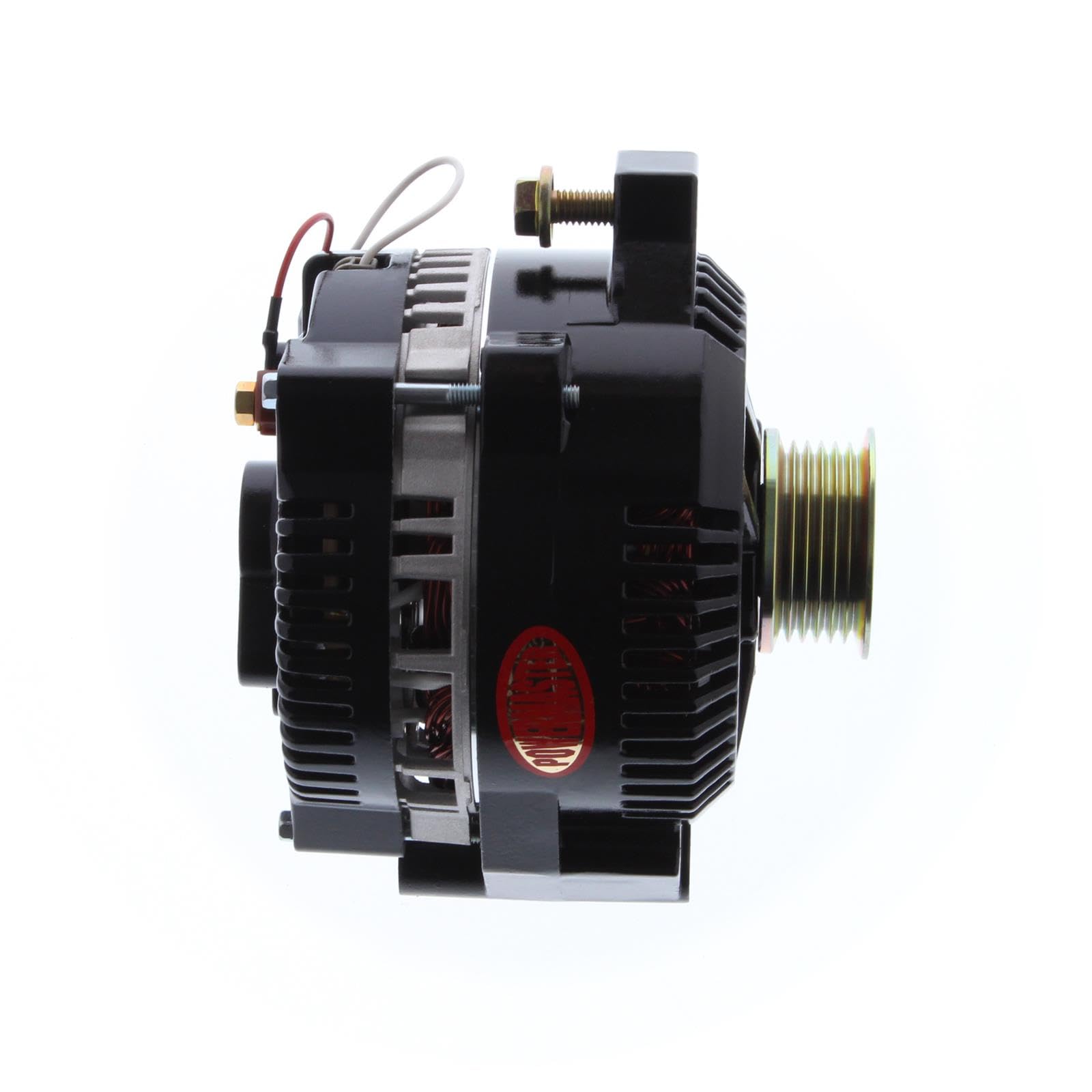 Alt Ford Powermaster 3G Black 200A 6 grv & 1V Pulley Large Frame Str MTG Threaded MTG Ear 1-Wire