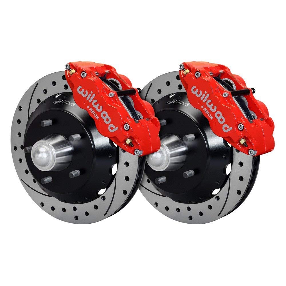 140-10776-DR WILWOOD FNSL6R Front Hub Kit,14.00", Drill, Red Chevy C-10 60-87 CPP Drop Spindle