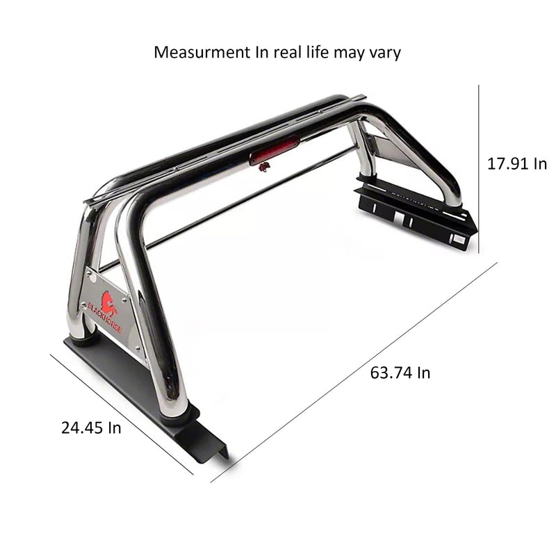 Classic Black Horse Roll Bar Stainless Steel Compatible with 2015-2022 GMC Canyon|2015-2022 Chevrolet Colorado-RB005SS