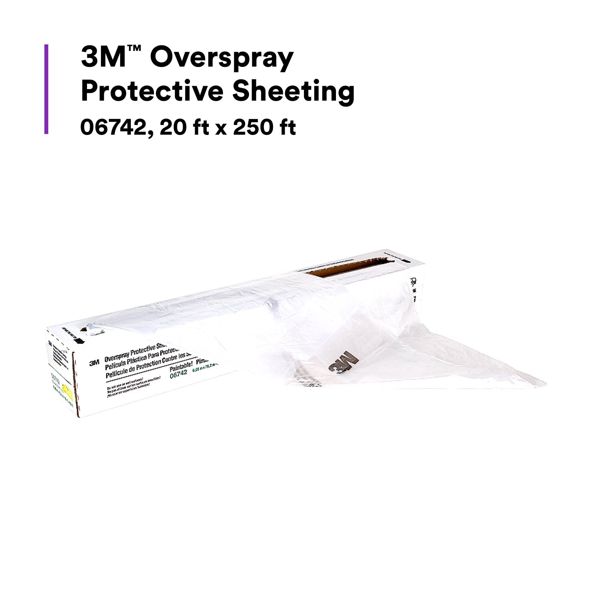 3M Protective Sheeting Overspray 06742, Translucent, Paintable, High Density, Tear Resistant, 20 ft x 250 ft